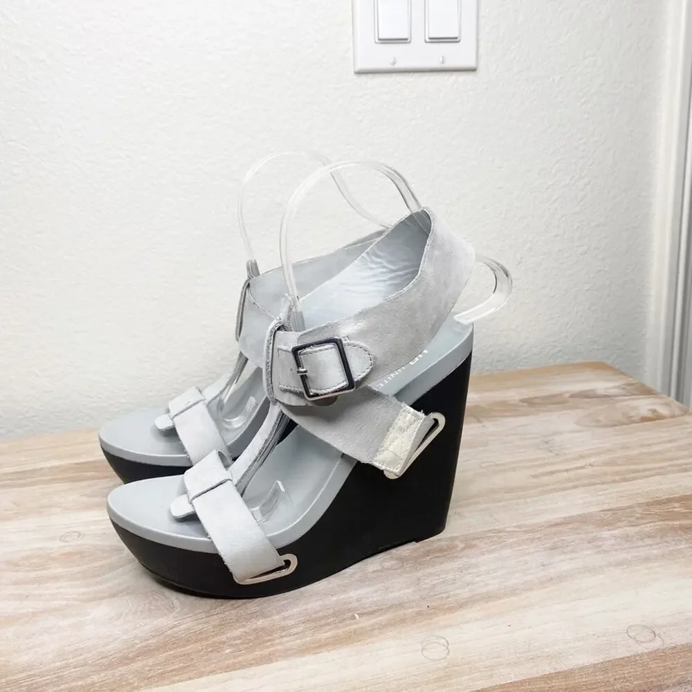 United nude leather adjustable abstract leather heels wedge size 38